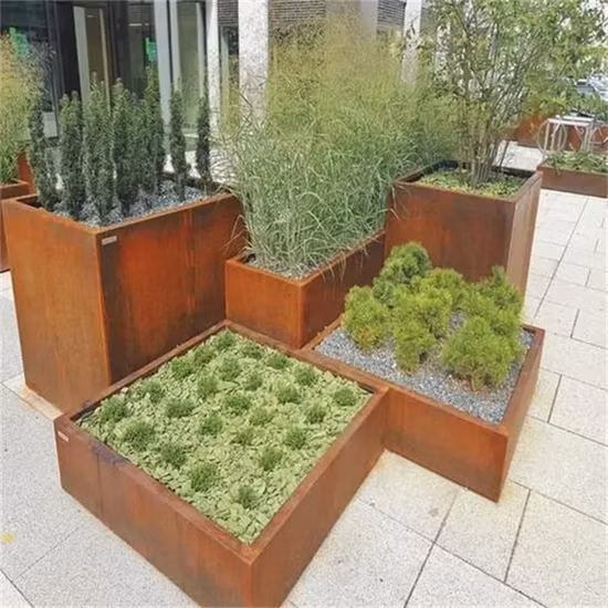 Corten Steel Flower Pot Large Vertical Planter Corten Steel Garden Edging Round Corten Steel Planter