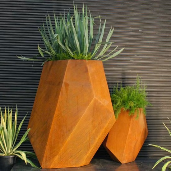 Corten Steel Flower Pot Large Vertical Planter Corten Steel Garden Edging Round Corten Steel Planter