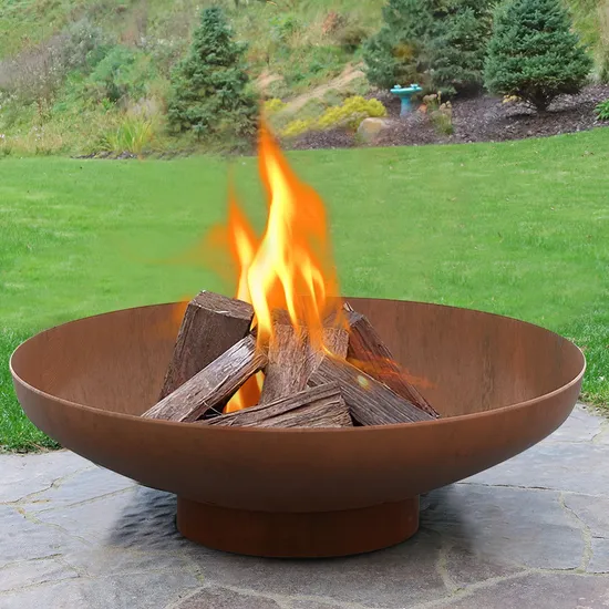 Braciere per barbecue in acciaio corten, braciere in acciaio corten, ciotola per acqua